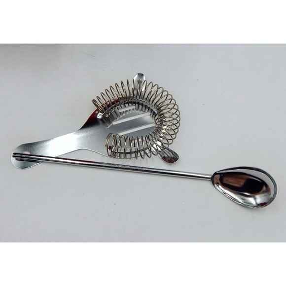 Hazel Atlas Cocktail Recipe Illustrate Glass Shaker Bar Set Strainer Spoon Book - Picture 7 of 10